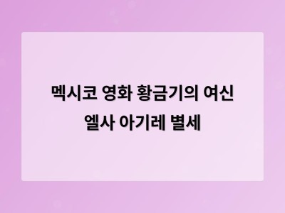 엘사 아기레의 죽음으로 멕시코 영화 역사에 큰 흔적 남김
