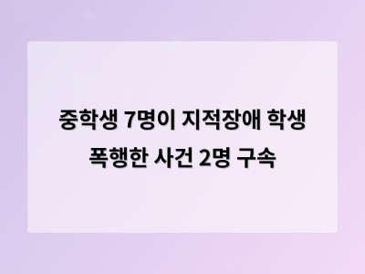 중학생 7명이 지적장애 학생 폭행한 사건 2명 구속